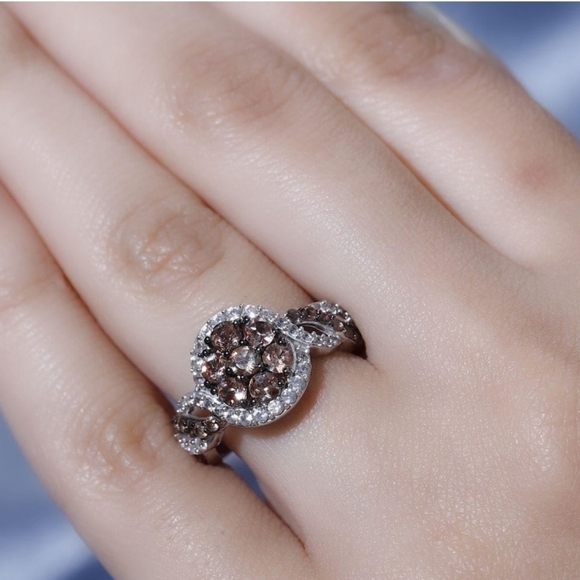 Genuine Brown Andalusite & Zircon 💍 Platinum over Sterling Silver. Sz 5! NEW - Picture 8 of 12